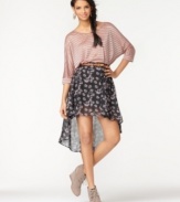 Bar III's high-low hem skirt adds edge to any outfit. Pair it with a cropped top for a look that's effortless-chic!