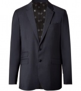 Sleek and sophisticated, this classic wool blazer from PS by Paul Smith effortlessly transitions from the office to evening - Notched lapels, long sleeves, two-button closure, flap pockets, back vent, slim fit - Wear with matching pants, jeans, or chinos