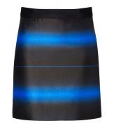 Fade into new season sophistication in Marc by Marc Jacobs blue aster optical mini-skirt - Hidden back zip, black waistband - Form-fitting - Team with breezy feminine tops and a burst of shimmering metallic accessories