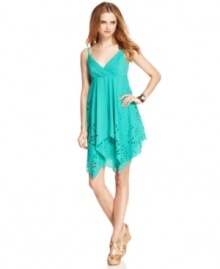 This Spense petite sleeveless handkerchief dress is the perfect choice for a fun summer night out! Pair it with sparkly jewelry and your favorite sandals for a complete ensemble. (Clearance)