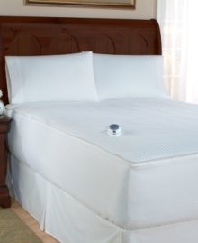 Two mattress pads in one! Get the warmth you need in the winter and the soothing comfort you desire in warmer months with this removable top heated mattress pad featuring small-as-can-be wire. The heated top is easily removed for cleaning and storage. Connector located at head of bed. 233-thread count cover.