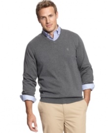 Upgrade your layered look with this solid v-neck sweater from Izod.