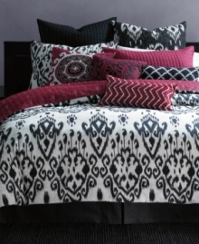 Captivating at a glance, this INC International Concepts Ikat coverlet adds an extra layer of comfort and modern style to your bedding ensemble. An extra-soft quilted texture is adorned with intricate stitching.