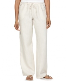 Linen pants are the definition of relaxed elegance! Style&co.'s feature delicate rhinestone details for a hint of shine.