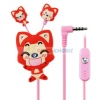 Creative Cartoon Ali Style Crystal 3.5mm In-ear Earphone with Microphone/CLip(Red)