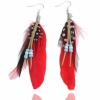 Elegant White Spots Red Goose Feather Beads Dangle Earrings. Christmas Shopping, 4% off plus free Christmas Stocking and Christmas Hat!