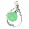 925 Silver Jade Peace Pendant Green. Christmas Shopping, 4% off plus free Christmas Stocking and Christmas Hat!