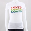 Stack up your style with this fashionable and comfortable tee from Levi's. This women's graphic t-shirt features a ribbed crewneck, printed inside neck label and front screen print graphic. 100% Cotton. Machine Wash. Imported.