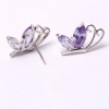 Purple Bowknot Design Zircon Stud Earrings. Christmas Shopping, 4% off plus free Christmas Stocking and Christmas Hat!