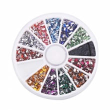 12 Colors 3000pcs + Wheel Nail Art Glitter Tips Rhinestone Rectangle. Christmas Shopping, 4% off plus free Christmas Stocking and Christmas Hat!