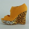 Promise Footwear Cheetah Open Toe Faux Fur Wedge Platform