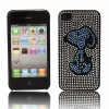 Cute Dog Design Rhinestone Hard Plastic Case for iPhone 4 White & Blue. Christmas Shopping, 4% off plus free Christmas Stocking and Christmas Hat!