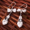 Bow and Water Drop Zircon Earring White. Christmas Shopping, 4% off plus free Christmas Stocking and Christmas Hat!