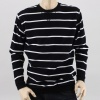 Great on its own or perfect for layering up his look, this boy's long sleeved knit shirt is a versatile piece of apparel. Features horizontal stripes throughtout and ribbed crew neck collar, cuffs & hem.  100% Cotton. Machine wash. Imported.