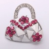 Beatiful Small Handbag Rhinestone Brooch Red White. Christmas Shopping, 4% off plus free Christmas Stocking and Christmas Hat!