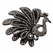 Elegant Proudasa Peacock Style Rhinestone Brooch Pin Black. Christmas Shopping, 4% off plus free Christmas Stocking and Christmas Hat!