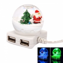 LED Light Santa Claus Style Water-filled Ball 1-to-4 USB Converter. Christmas Shopping, 4% off plus free Christmas Stocking and Christmas Hat!