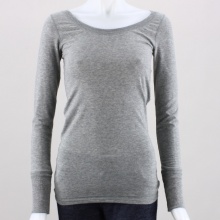 Simple yet stylish, this long sleeve women's tee will keep you comfortable all day long. Features a wide ribbed neckline, ribbed cuffs & ultra soft, stretchy fabric. 92% Cotton, 8% Spandex. Machine wash. Imported.