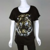 Miss Popular Tiger Graphic Slub Top