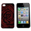 Rhinestone Hard Plastic Back Case Cover for iPhone 4 Red-black Rose. Christmas Shopping, 4% off plus free Christmas Stocking and Christmas Hat!