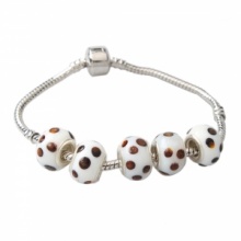 5pcs White with Brown Spot Bead Accessory. Christmas Shopping, 4% off plus free Christmas Stocking and Christmas Hat!