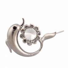 Elegant Dolphin Style Rhinestone Brooch Pin Silver. Christmas Shopping, 4% off plus free Christmas Stocking and Christmas Hat!