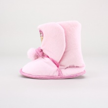 These plush infant/toddler slippers boast your favorite Disney princesses in a super cute boot with bow and pom accents. These girls' slippers have a hook and loop closure, soft textile interior, padded footbed and rubber dot textured sole for added grip. Imported.