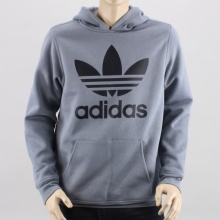 Every kid needs a comfortable hoodie. The kids' adidas Originals Trefoil Hoodie gives the younger set a pullover style with the classic kangaroo pocket, ribbed cuffs and hem and large screenprinted graphic on front. 70% Cotton, 30% Polyester. Machine wash. Imported.