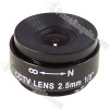 - Fixed Iris Lens- Focal: 2.5 mm- Horizontal field: 130??- Aperture: F/1.2- Image format 1/3 inch- Mount: CS- Minimum object distance: 0.2M