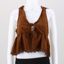 Journey into joy cloaked in this remarkable Tres Bien Faux Suede Hooded Vest.