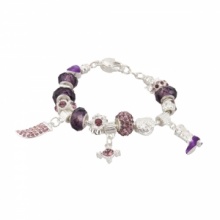 Elegant Purple Glaze Beads Heart Shoe Dog Bracelet. Christmas Shopping, 4% off plus free Christmas Stocking and Christmas Hat!