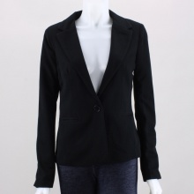 Look stylish and sophisticated in this soft jersey knit blazer. This women's blazer features notched lapels, long sleeves, front slit pockets, a single button closure, vented back & a striped liner. 100% Polyester. Machine wash. Imported.