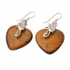 Stylish Tiger's Eye Natural Stone Heart Drop Earrings. Christmas Shopping, 4% off plus free Christmas Stocking and Christmas Hat!