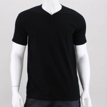 A laid back an dcomfortable look perfect for any man's wardrobe. This men's henley t-shirt features a v-neck with 3-button plackett & button tab detail on the cuffs. 60% Cotton, 40% Polyester. Machine Wash. Imported.