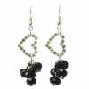 Black Love Heart Grape Dangle Earrings. Christmas Shopping, 4% off plus free Christmas Stocking and Christmas Hat!