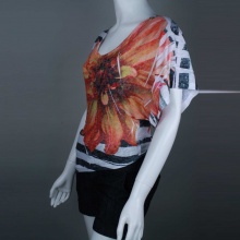 Aimez Floral Diagonal Cut Crop Tee