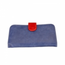 Women Button PU Leather Wallet Blue. Christmas Shopping, 4% off plus free Christmas Stocking and Christmas Hat!