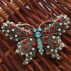 Butterfly Pin Brooch Blue Red. Christmas Shopping, 4% off plus free Christmas Stocking and Christmas Hat!