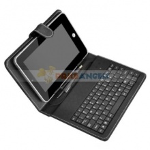 - Leather Carrying Case comes equipped with full working keyboard. a stylus. pockets to hold up to 2 styluses. Mini USB cable. and an extendable stand - Connects to your 7 tablet via Mini USB interface - Durable leather construction with secure magnetic 