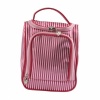 Professional Zipper Stripe Cosmetic Travel Bag Pink White. Christmas Shopping, 4% off plus free Christmas Stocking and Christmas Hat!