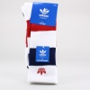 These moisture wicking adidas Originals Rugby Crew Socks outfit your legs with the bold stripes normally found on the rugby field. The socks are made with vibrant colors and feature ribbing at the top for a snug fit. Includes 1 pair per pack and fits men's shoe size 6-12. 83% Acrylic, 13% Polyester, 2% Spandex, 2% Natural Latex Rubber. Machine Wash. Imported.