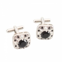 Men's Platinum Big Crystal Stone Fashion Cufflinks. Christmas Shopping, 4% off plus free Christmas Stocking and Christmas Hat!