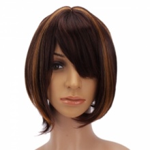 Fashion Light Brown with Yellow Women Short Wig. Christmas Shopping, 4% off plus free Christmas Stocking and Christmas Hat!