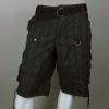 Galaxy Franky Plaid Print Belted Cargo Shorts