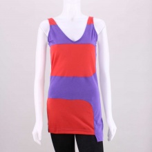 This fun and bold tank features stylish color-blocking and a deep v neckline front and back for a unique and fashionable look with PlayDry knit technology.