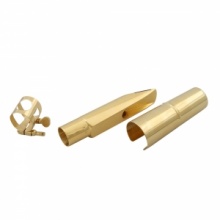 New Tenor Saxophone Mouthpiece #7 + Cap + Ligature Gold Plated. Christmas Shopping, 4% off plus free Christmas Stocking and Christmas Hat!