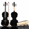 1/8 Black Acoustic Violin + Case+ Bow + Rosin. Christmas Shopping, 4% off plus free Christmas Stocking and Christmas Hat!