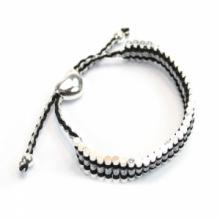 Black and Gray Special Bracelet with Heart. Christmas Shopping, 4% off plus free Christmas Stocking and Christmas Hat!