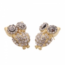 Golden Owl Alloy Rhinestone Stud Earrings. Christmas Shopping, 4% off plus free Christmas Stocking and Christmas Hat!