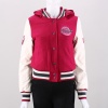 This varsity style jacket by Soho Babe features a wool-blend body and contrasting faux leather sleeves.